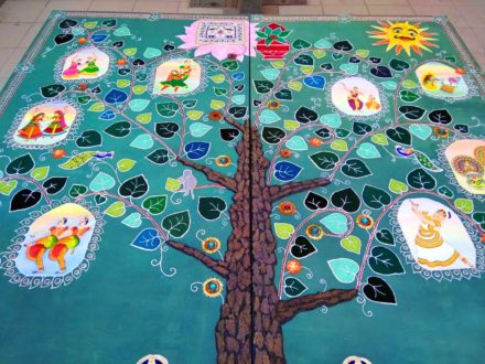 ART OF MOST DANCES PAINTED ON THE LEAVES OF PEEPAL TREE (FICUS)