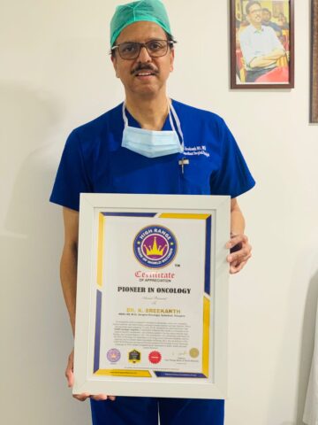 DR. K. SREEKANTH recipient of Pioneer in Oncology, for the year 2025