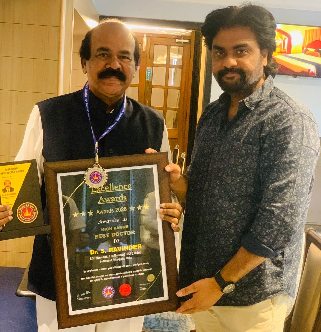 High Range ‘Best Doctor’ Award 2026, presented to Dr. S. Ravinder